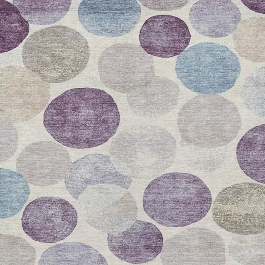 Plum Beige And Denim Blue Geometric Washable Indoor Outdoor Area Rug Photo 1