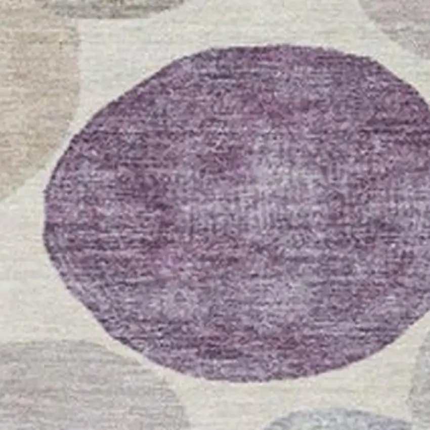Plum Beige And Denim Blue Geometric Washable Indoor Outdoor Area Rug Photo 3