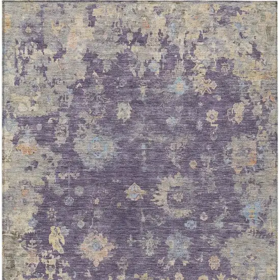 Plum Beige And Gray Floral Washable Indoor Outdoor Area Rug Photo 4