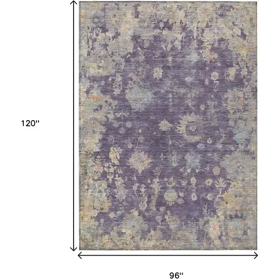 Plum Beige And Gray Floral Washable Indoor Outdoor Area Rug Photo 3