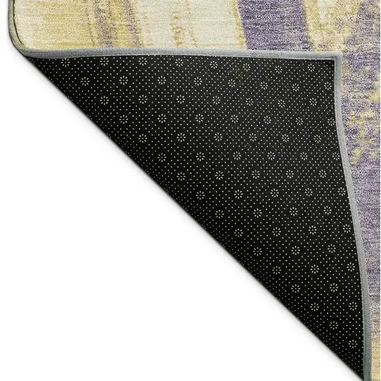 Plum Gold And Beige Abstract Washable Indoor Outdoor Area Rug Photo 9