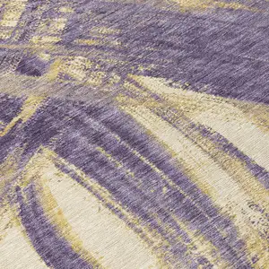 Photo of Plum Gold And Beige Abstract Washable Indoor Outdoor Area Rug