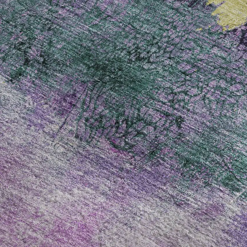 Plum Gold And Emerald Abstract Washable Area Rug With UV Protection Photo 3
