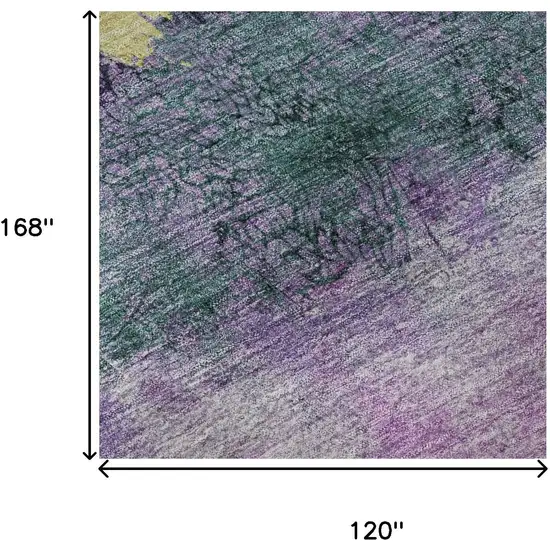 Plum Gold And Emerald Abstract Washable Area Rug With UV Protection Photo 9