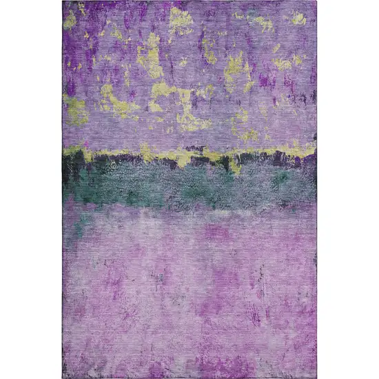 Plum Gold And Emerald Abstract Washable Area Rug With UV Protection Photo 5