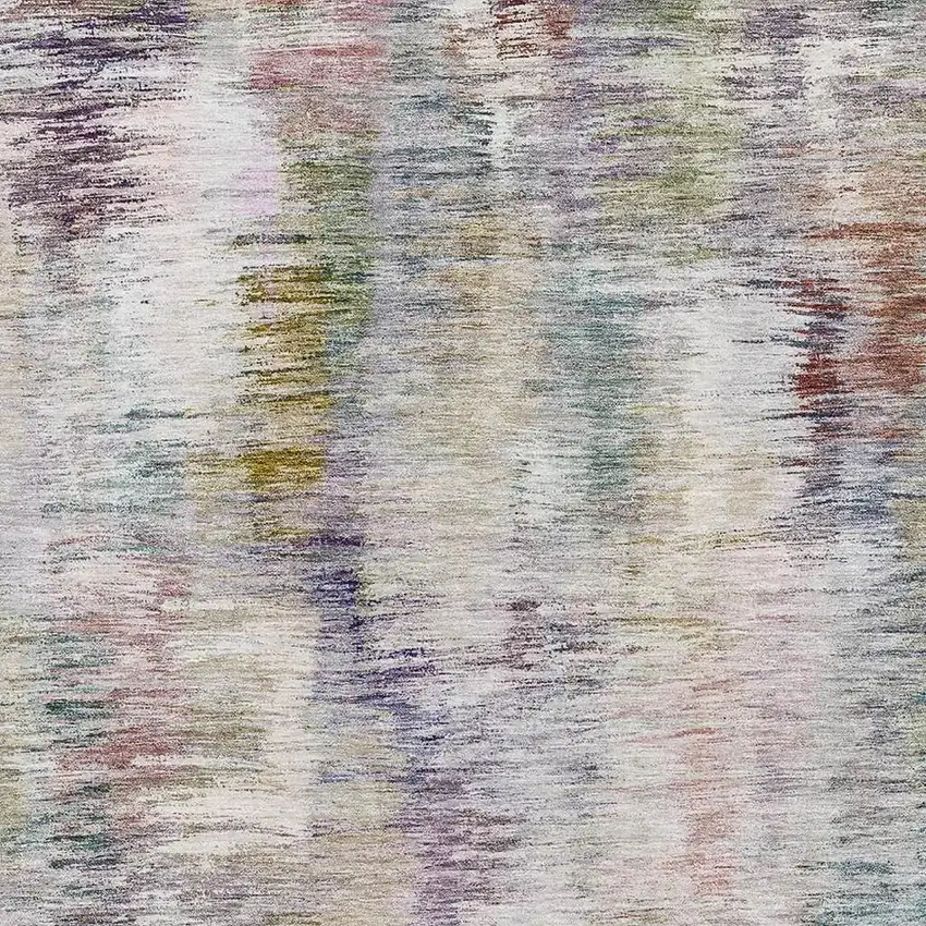 Plum Gold And Ivory Abstract Washable Area Rug With UV Protection Photo 4