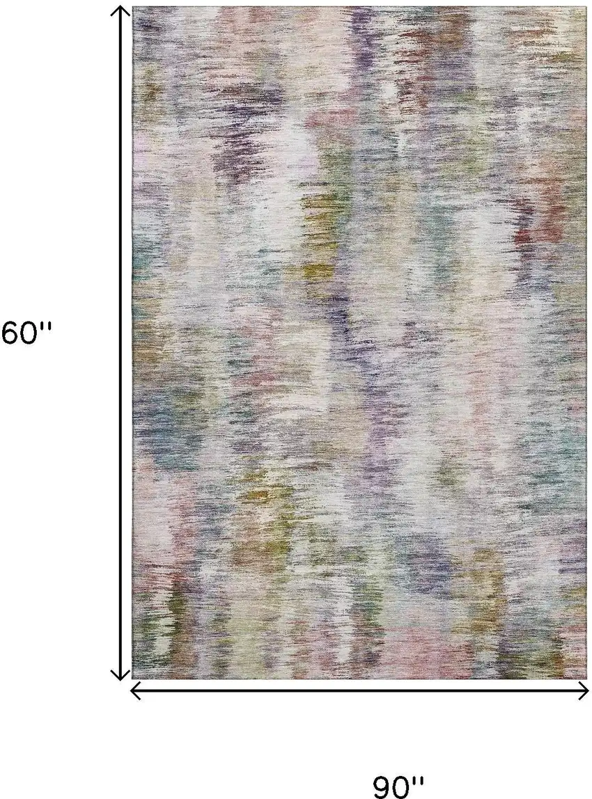 Plum Gold And Ivory Abstract Washable Area Rug With UV Protection Photo 3