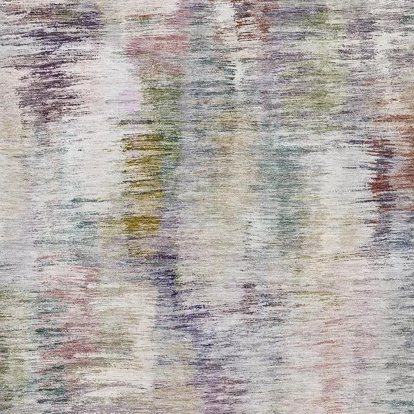 Plum Gold And Ivory Abstract Washable Area Rug With UV Protection Photo 4