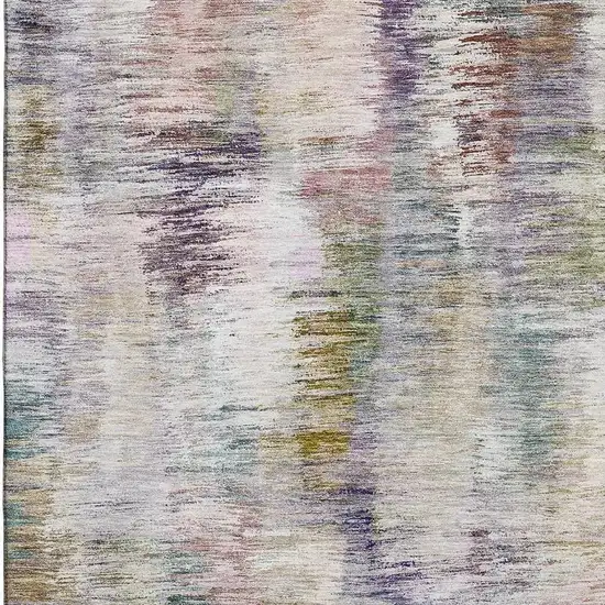 Plum Gold And Ivory Abstract Washable Area Rug With UV Protection Photo 6