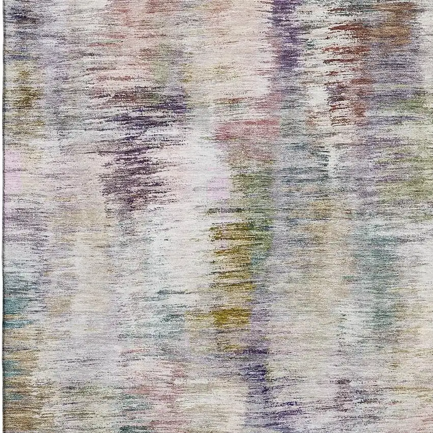 Plum Gold And Ivory Abstract Washable Area Rug With UV Protection Photo 6