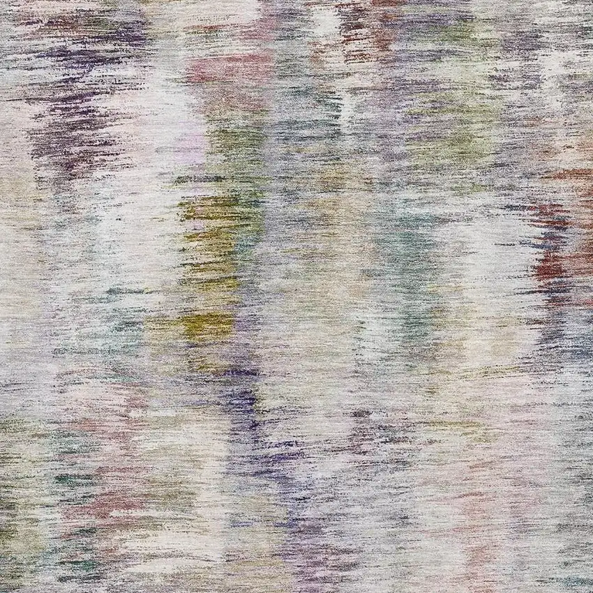 Plum Gold And Ivory Abstract Washable Area Rug With UV Protection Photo 4