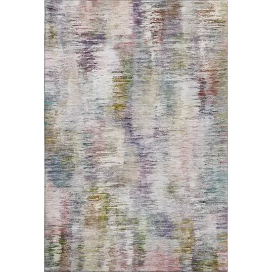 Plum Gold And Ivory Abstract Washable Area Rug With UV Protection Photo 6
