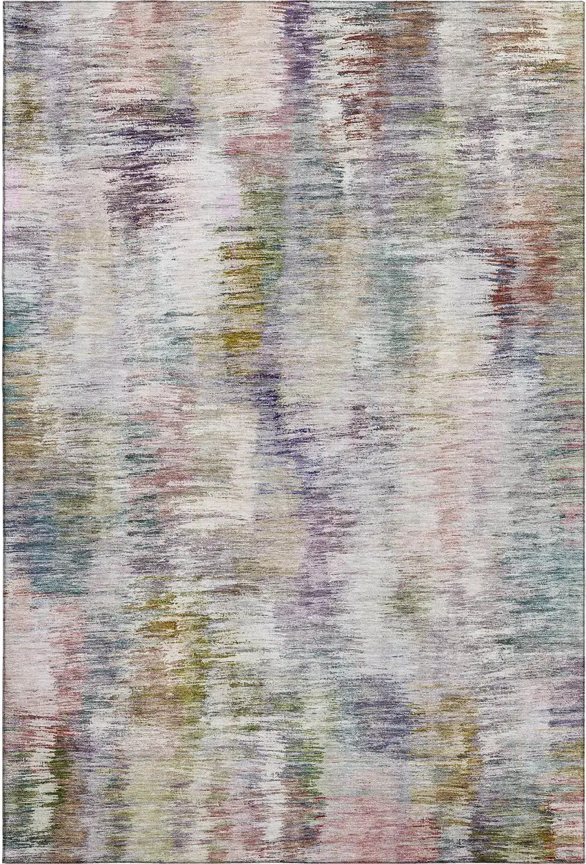 Plum Gold And Ivory Abstract Washable Area Rug With UV Protection Photo 6