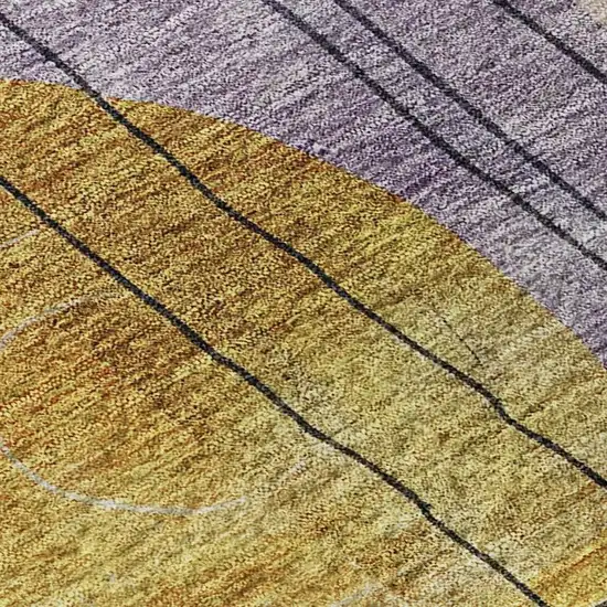 Plum Gold And Navy Blue Abstract Geometric Washable Area Rug With UV Protection Photo 2