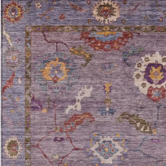 Plum Gold And Red Floral Medallion Washable Indoor Outdoor Area Rug Photo 4