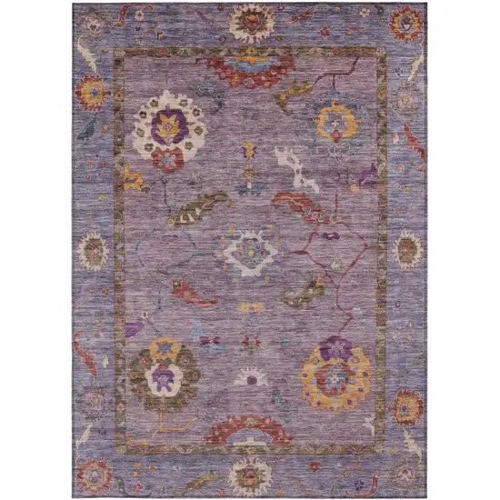 Plum Gold And Red Floral Medallion Washable Indoor Outdoor Area Rug Photo 5