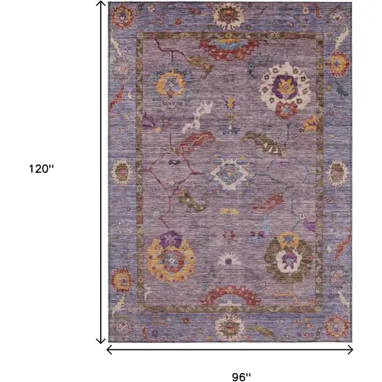 Plum Gold And Red Floral Medallion Washable Indoor Outdoor Area Rug Photo 3