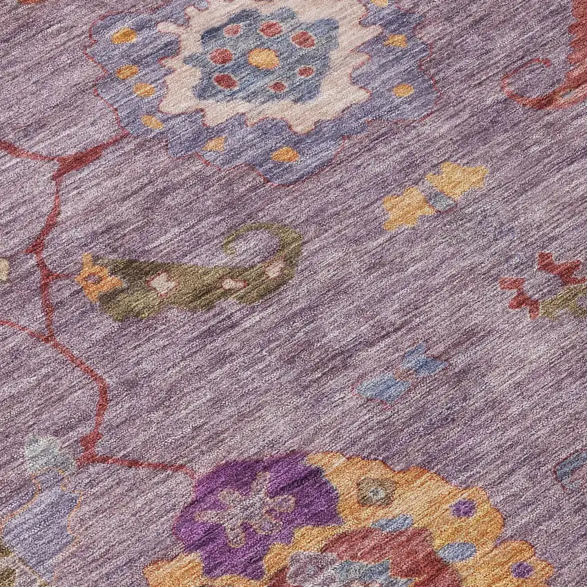 Plum Gold And Red Floral Medallion Washable Indoor Outdoor Area Rug Photo 6