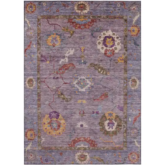Plum Gold And Red Floral Medallion Washable Indoor Outdoor Area Rug Photo 2