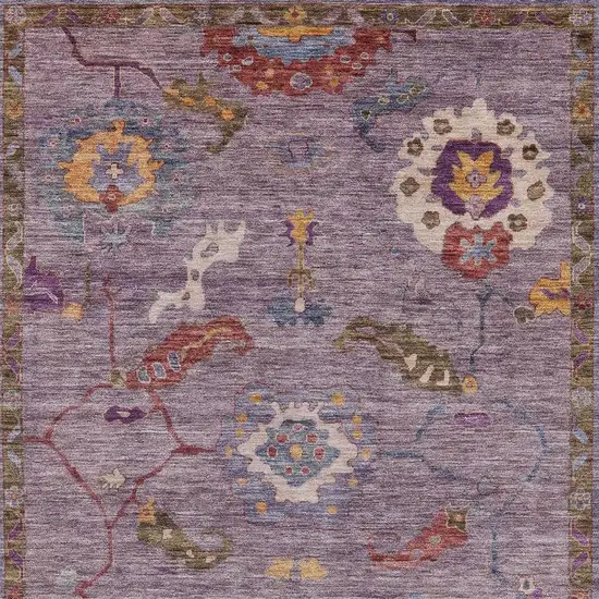 Plum Gold And Red Floral Medallion Washable Indoor Outdoor Area Rug Photo 4