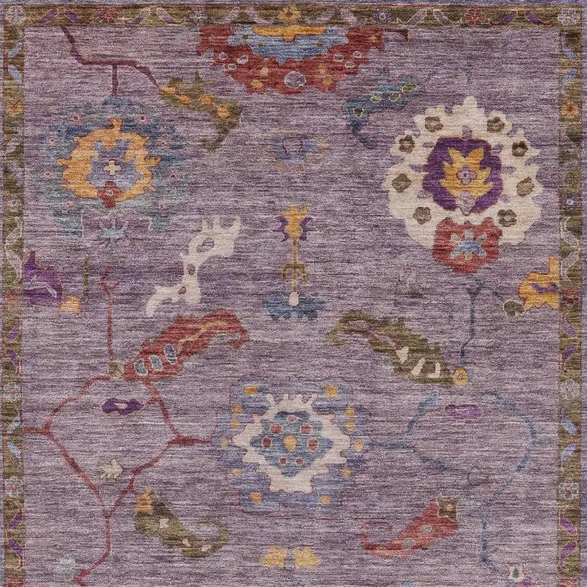 Plum Gold And Red Floral Medallion Washable Indoor Outdoor Area Rug Photo 4