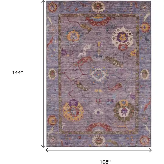 Plum Gold And Red Floral Medallion Washable Indoor Outdoor Area Rug Photo 3