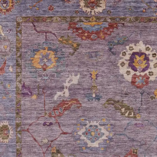 Plum Gold And Red Floral Medallion Washable Indoor Outdoor Area Rug Photo 7