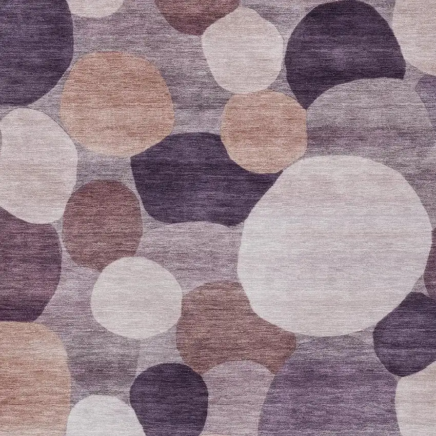 Plum Gray And Ivory Geometric Washable Indoor Outdoor Area Rug Photo 2