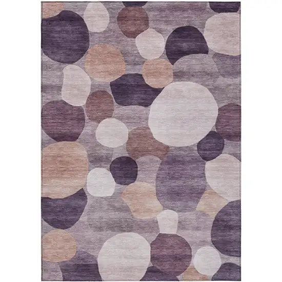 Plum Gray And Ivory Geometric Washable Indoor Outdoor Area Rug Photo 1
