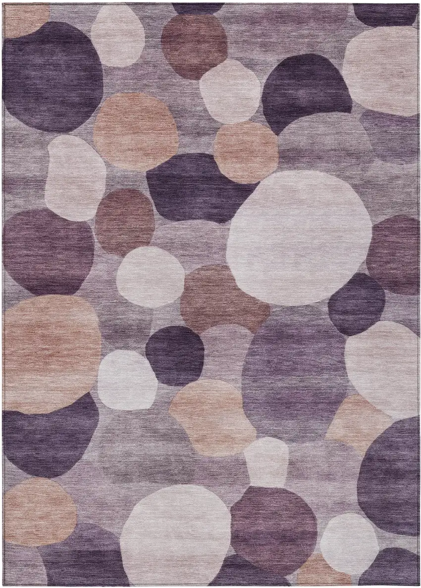 Plum Gray And Ivory Geometric Washable Indoor Outdoor Area Rug Photo 1
