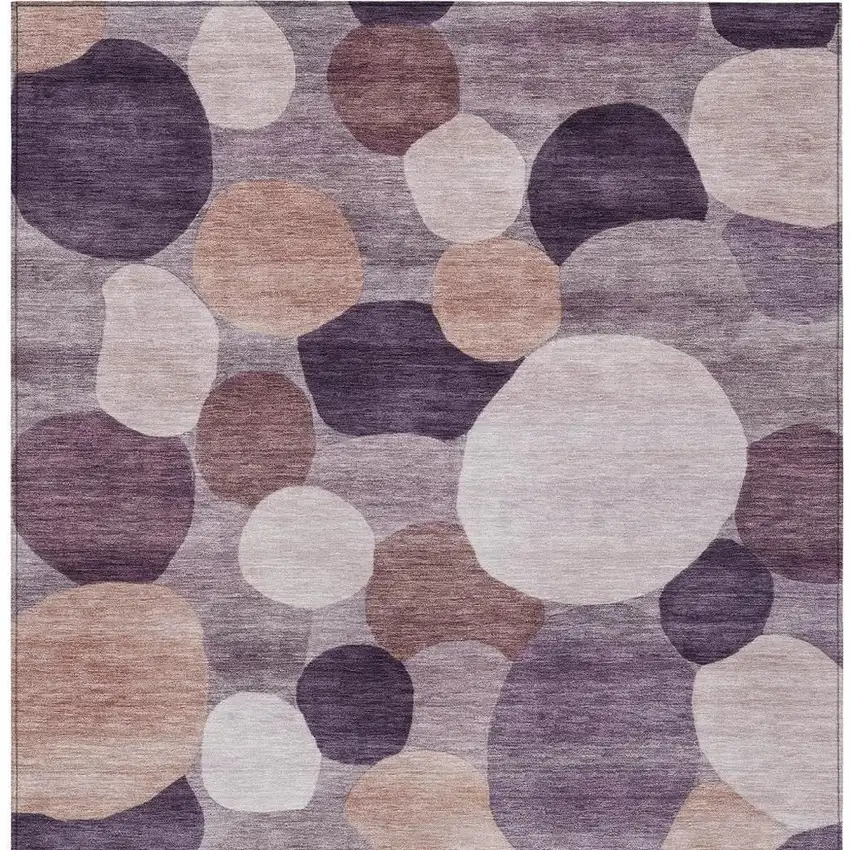 Plum Gray And Ivory Geometric Washable Indoor Outdoor Area Rug Photo 2