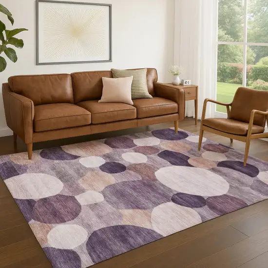 Plum Gray And Ivory Geometric Washable Indoor Outdoor Area Rug Photo 5