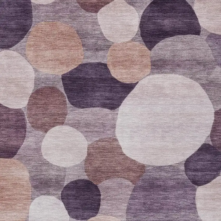 Plum Gray And Ivory Geometric Washable Indoor Outdoor Area Rug Photo 2
