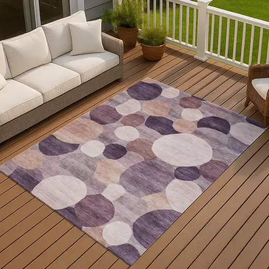 Plum Gray And Ivory Geometric Washable Indoor Outdoor Area Rug Photo 4