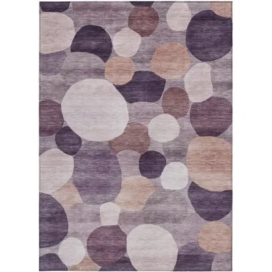 Plum Gray And Ivory Geometric Washable Indoor Outdoor Area Rug Photo 3