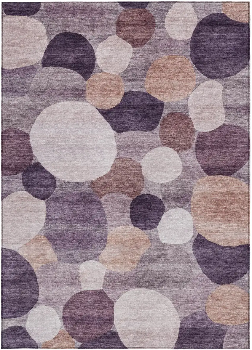 Plum Gray And Ivory Geometric Washable Indoor Outdoor Area Rug Photo 3