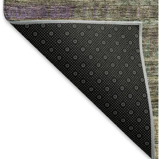 Plum Green And Brown Abstract Geometric Washable Area Rug With UV Protection Photo 8
