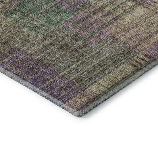Plum Green And Brown Abstract Geometric Washable Area Rug With UV Protection Photo 9