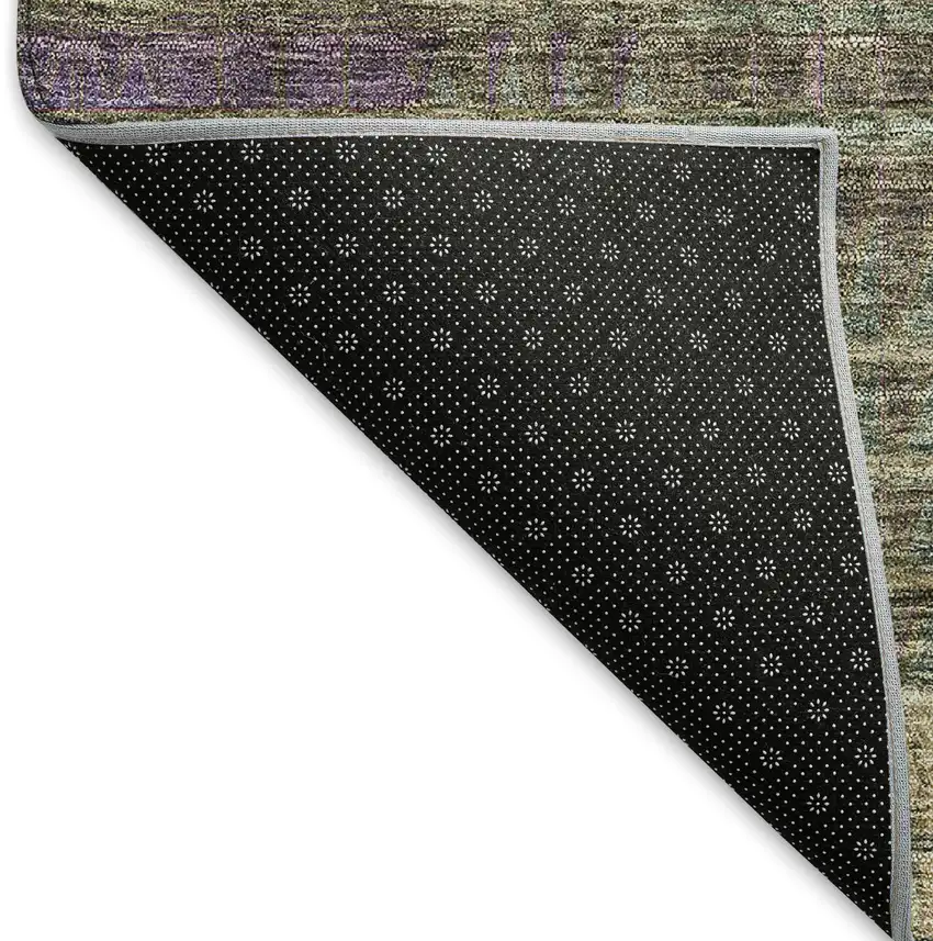 Plum Green And Brown Abstract Geometric Washable Area Rug With UV Protection Photo 8