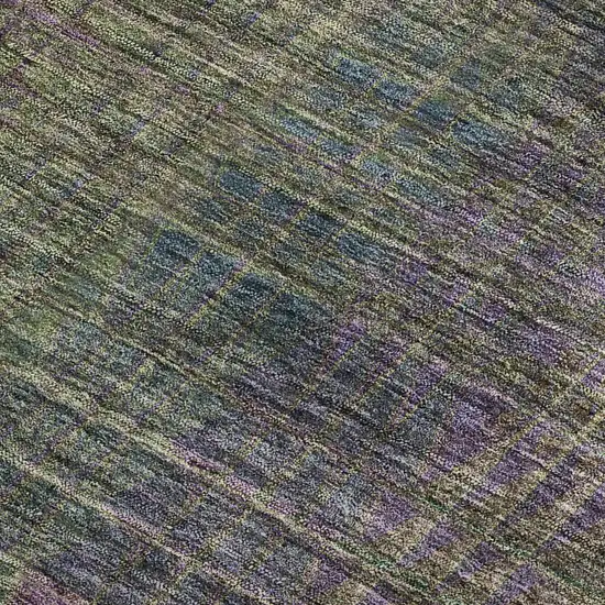 Plum Green And Brown Abstract Geometric Washable Area Rug With UV Protection Photo 4