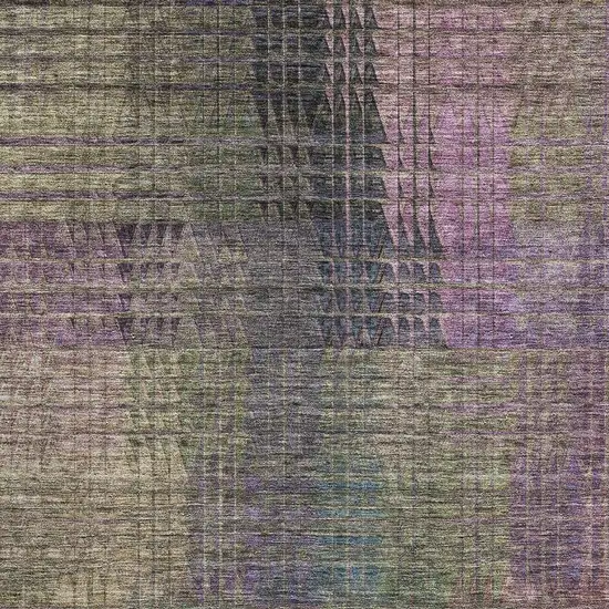 Plum Green And Brown Abstract Geometric Washable Area Rug With UV Protection Photo 4