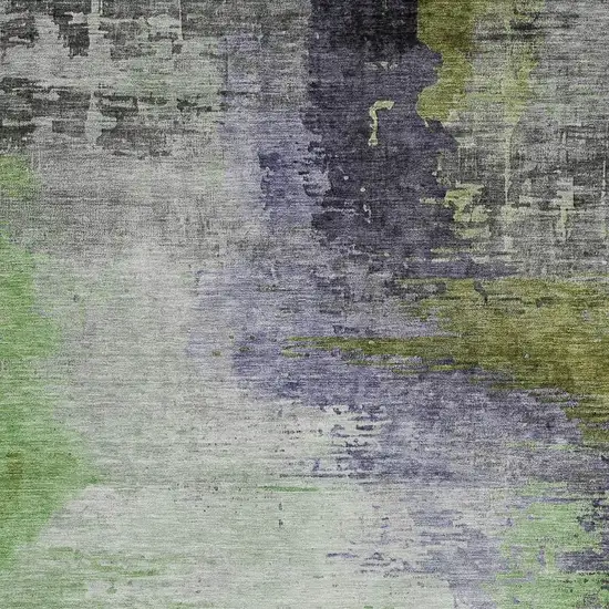 Plum Green And Silver Abstract Washable Indoor Outdoor Area Rug Photo 3