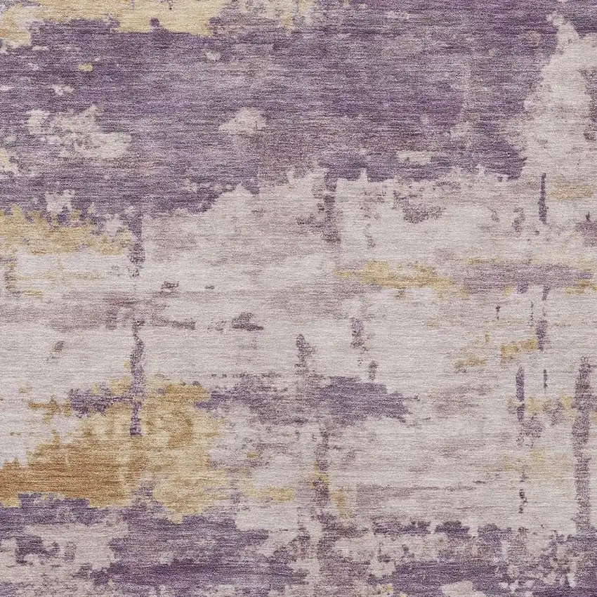 Plum Ivory And Gold Abstract Washable Indoor Outdoor Area Rug Photo 3