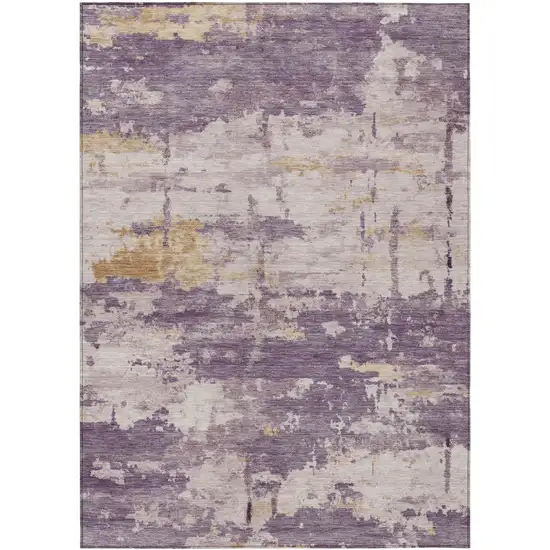 Plum Ivory And Gold Abstract Washable Indoor Outdoor Area Rug Photo 7