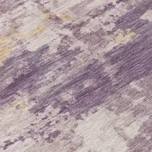 Photo of Plum Ivory And Gold Abstract Washable Indoor Outdoor Area Rug