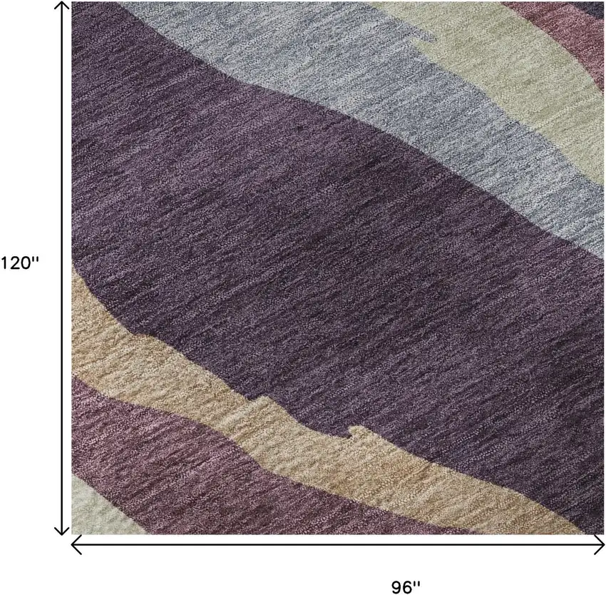 Plum Ivory And Gray Abstract Washable Area Rug With UV Protection Photo 8