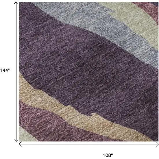 Plum Ivory And Gray Abstract Washable Area Rug With UV Protection Photo 8