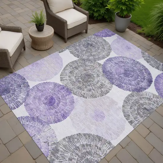 Plum Ivory And Khaki Abstract Washable Indoor Outdoor Area Rug Photo 9