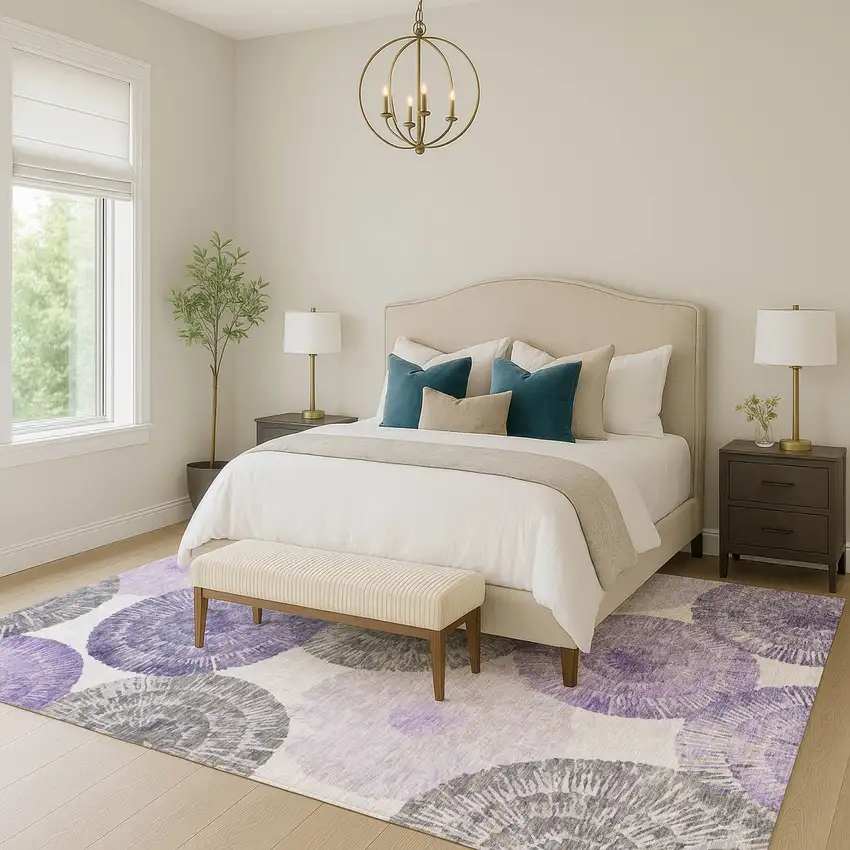 Plum Ivory And Khaki Abstract Washable Indoor Outdoor Area Rug Photo 9