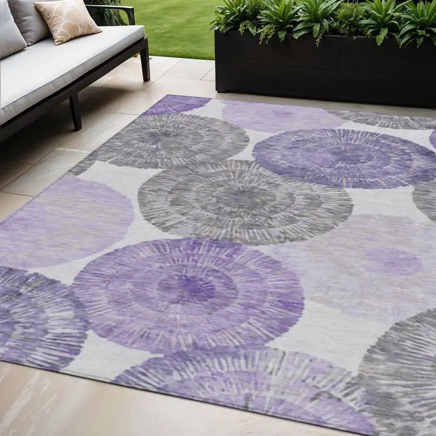 Plum Ivory And Khaki Abstract Washable Indoor Outdoor Area Rug Photo 1